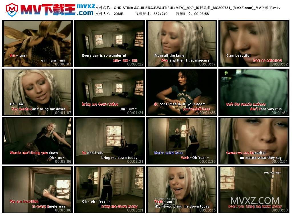 CHRISTINA AGUILERA-BEAUTIFUL(MTV)_英语_流行歌曲_MC800751